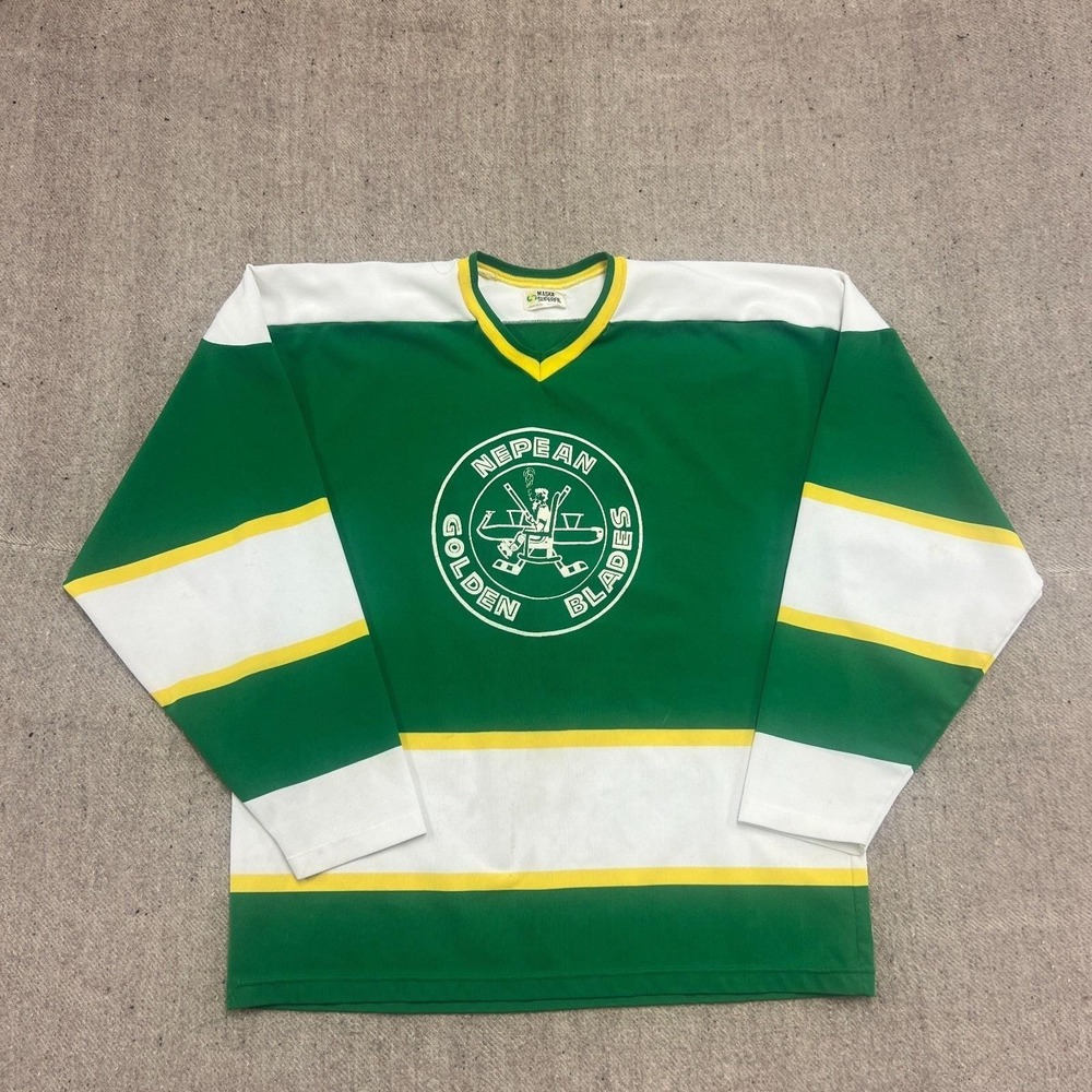 Vintage Nepean Golden Blades Jersey Mens Large Green 1970s‎ Ontario Canada